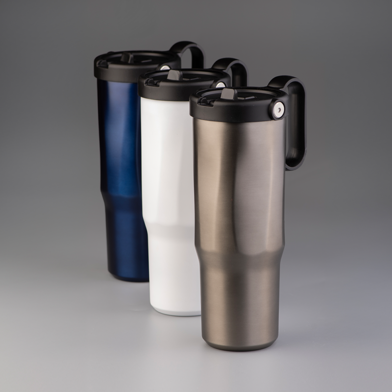 E7066 | EXPLORER Powder Coating – Versatile 900ml Recycled Stainless Steel Mug with Straw - Image 9