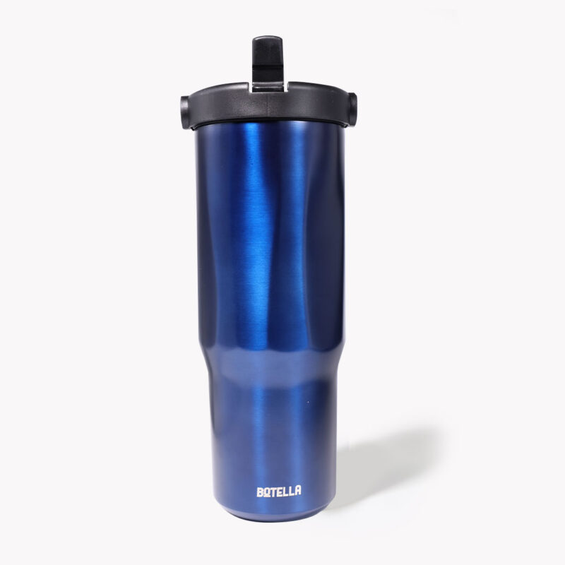 E7066 | EXPLORER Powder Coating – Versatile 900ml Recycled Stainless Steel Mug with Straw - Image 2