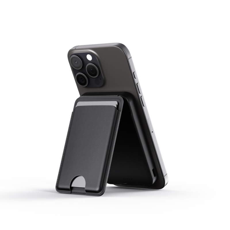 E3300 | MAGPOWER PRO | Sleek 5000mAh Wallet-Style Power Bank with 15W Wireless Charging, Built-In Cable & Phone Stand - Image 4