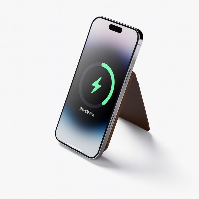 E3300 | MAGPOWER PRO | Sleek 5000mAh Wallet-Style Power Bank with 15W Wireless Charging, Built-In Cable & Phone Stand - Image 5