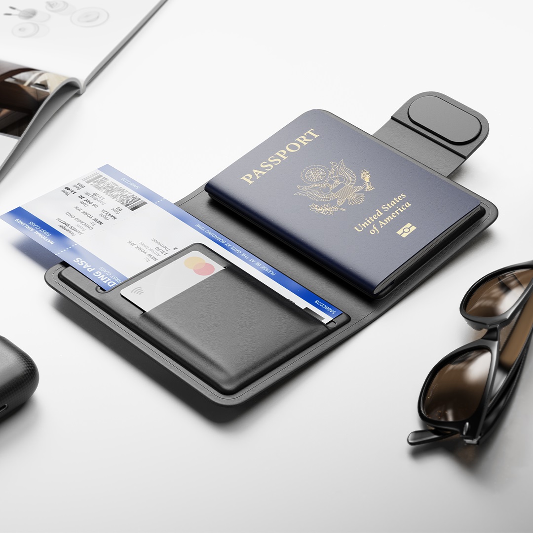 E3294 | FINDY PASSPORT PRO | Sleek Recycled PU Leather Passport Holder with Dual Findy Tracking for Apple Find My & Google Find Hub - Image 3