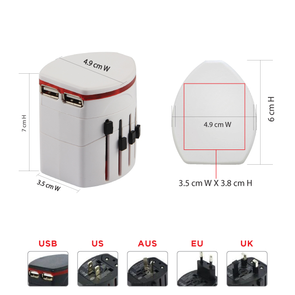 AD 01 DUAL USB TRAVEL ADAPTER CONVERTER PLUG - Image 4