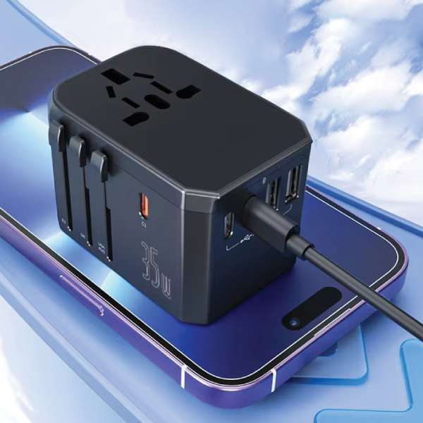 AD 13 UNIVERSAL TRAVEL ADAPTER LIGHT UP LOGO - Image 2