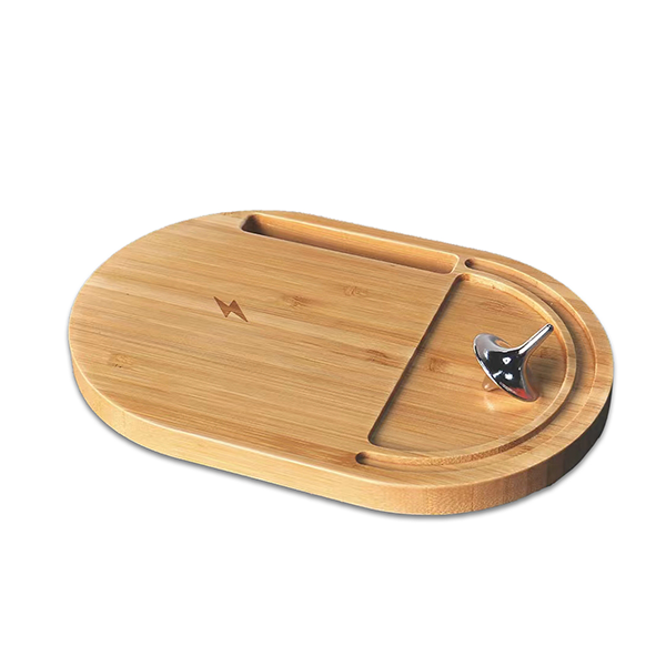 E6057 | ANTI STRESS bambo wireless charger stand – Bamboo Wireless Desktop Spinner with 15W Charging Capability