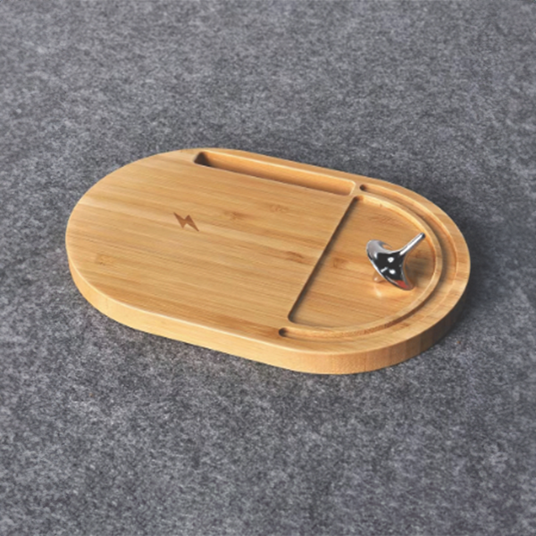 E6057 | ANTI STRESS bambo wireless charger stand – Bamboo Wireless Desktop Spinner with 15W Charging Capability - Image 4