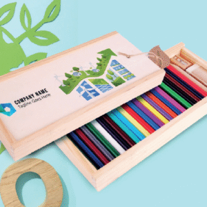 E6017 | WOODEN CASE DRAWING SET – Complete Art Kit with 24 Color Pencils