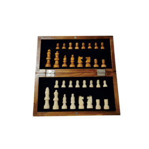 E6063 | CHESS BOARD ? Compact Wooden Chess Set for Travel, Home Use with Educational Focus on Strategy & Concentration