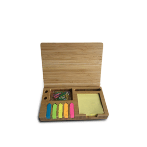 E6039 | BAM ORGANIZER – Eco-Friendly Bamboo Desktop Organizer with Calendar, Sticky Notes, and Mouse Pad
