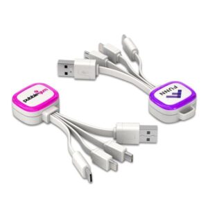 E5021 | MULTI CHARGING CABLE – 3-in-1 Fast Charging Cable with Phone Stand and LED Logo