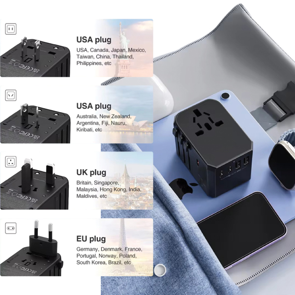 AD 13 UNIVERSAL TRAVEL ADAPTER LIGHT UP LOGO - Image 5