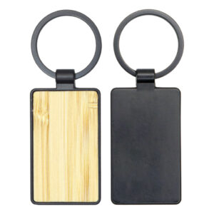 AKE 18 BAMBOO WOOD METAL KEYCHAIN