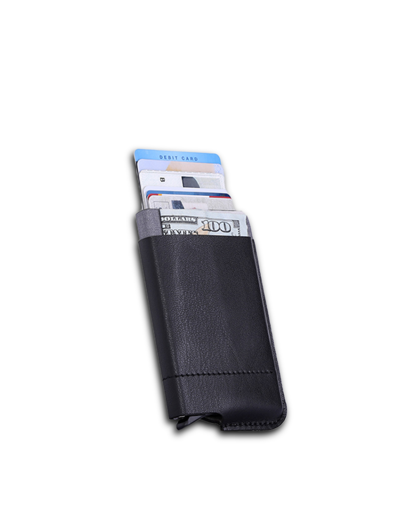 E3149 | RFID M-CARDHOLD – Secure PU Card Holder with External Pocket for Cash and Cards - Image 2