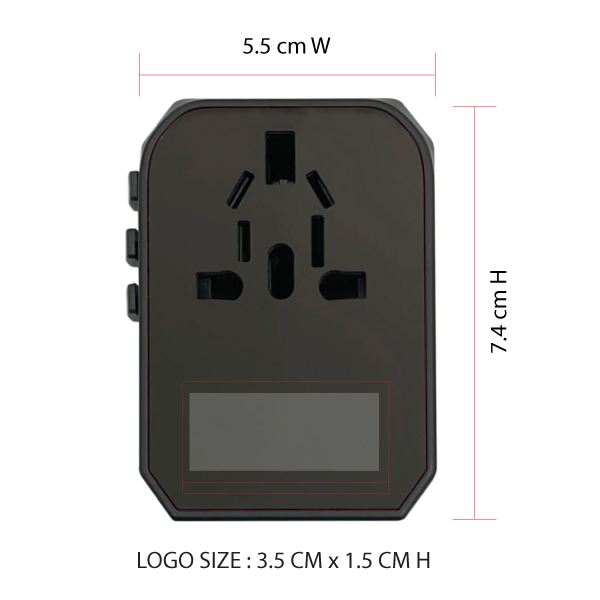 AD 11 LIGHT UP LOGO TYPE-C + 4 USB PORT UNIVERSAL TRAVEL ADAPTER - Image 4