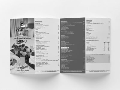 Mockup of opened four fold brochure isolated at white background